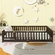 preview thumbnail 2 of 7, Grey Queen Size Wooden Floor Bed with Fence, Door, Rubber Safety Guardrails
