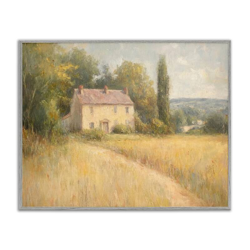 Stupell Hide Away Cottage House Framed Giclee Art Design By Petal Prints Design - 14 x 11 - Grey