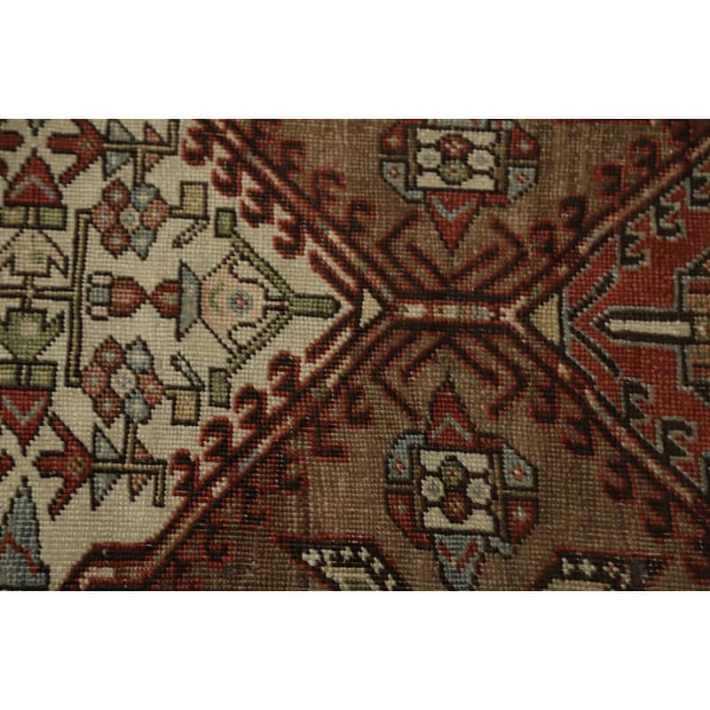 Hand Knotted Oriental 100% Wool Carpet Traditional Tribal Brown Sarab Runner Rug - 13' 9'' X 2' 2''