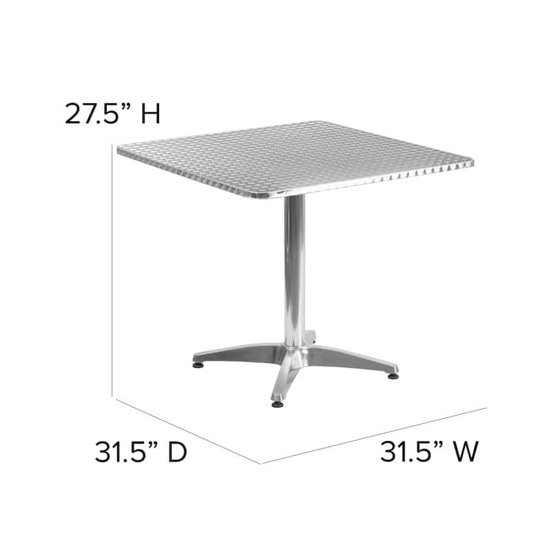 31.5" Square Aluminum Smooth Top Indoor-Outdoor Table with Base