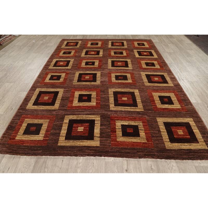 Geometric Gabbeh Kashkoli Oriental Area Rug Wool Hand-knotted - 6'6" x 9'2"