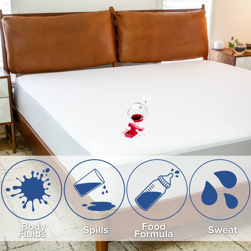 Premium Hypoallergenic Waterproof Mattress Protector - Vinyl Free - White
