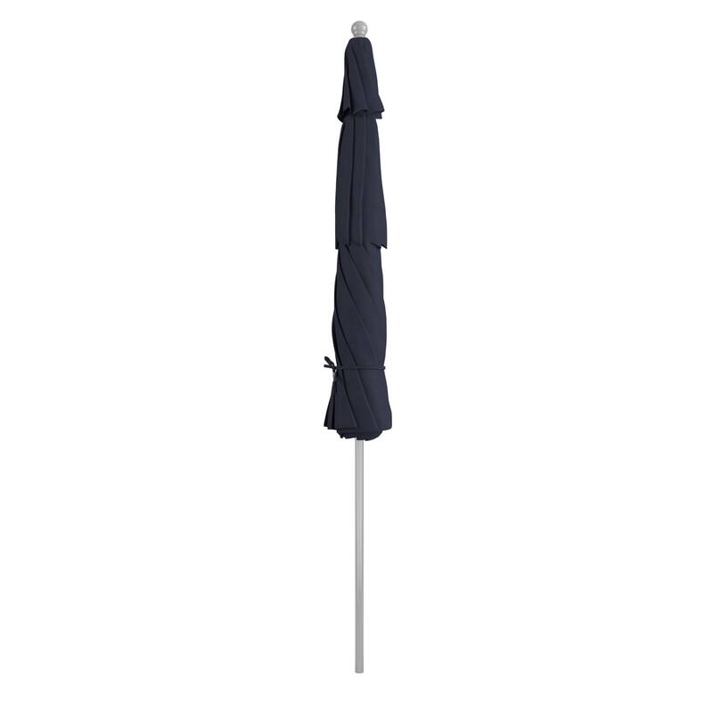 California Umbrella 11' Rd Aluminum Frame, Fiberglass Rib Market Umbrella, Push Open, Anodized Silver Finish, Olefin Fabric