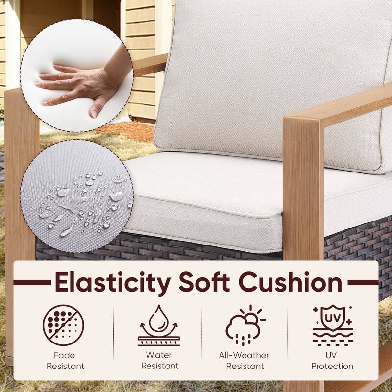 Outdoor Patio Chair with Thick Cushion