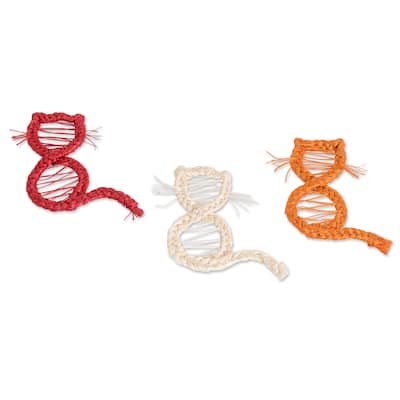 Novica Handmade United Kitten Natural Fiber Magnets (Set Of 3)