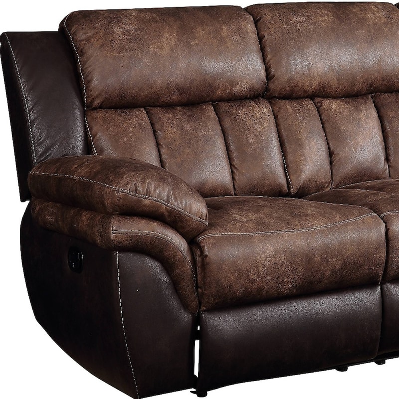 HomeRoots 91" Espresso Microfiber Reclining Sofa With Black Legs - 91