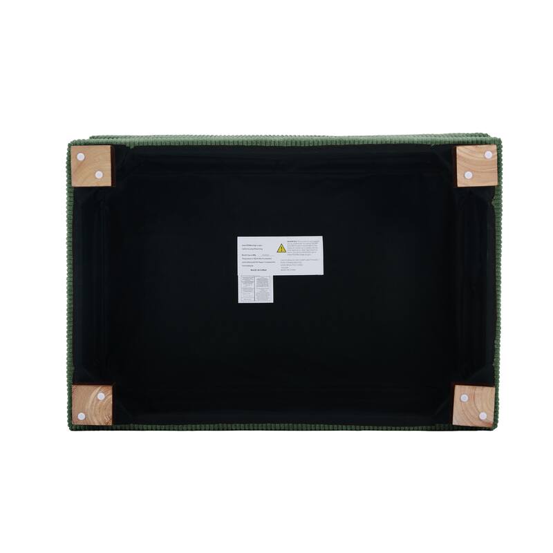 Modern Rectangle Oversized Stripe Corduroy Ottoman