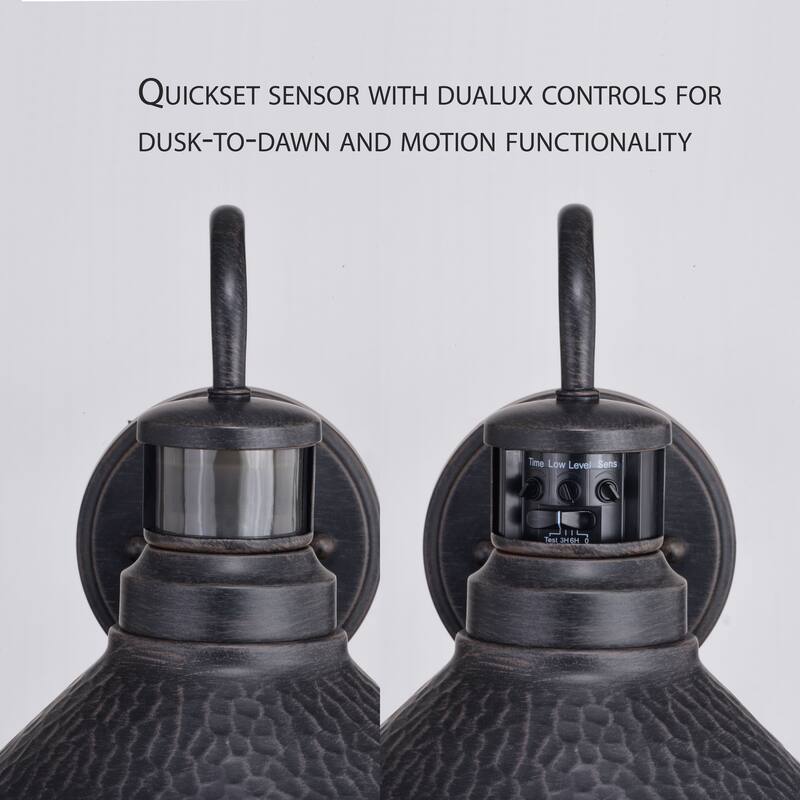Outland Hammered Metal Rustic Bronze Motion Sensor Dusk to Dawn Outdoor Wall Light