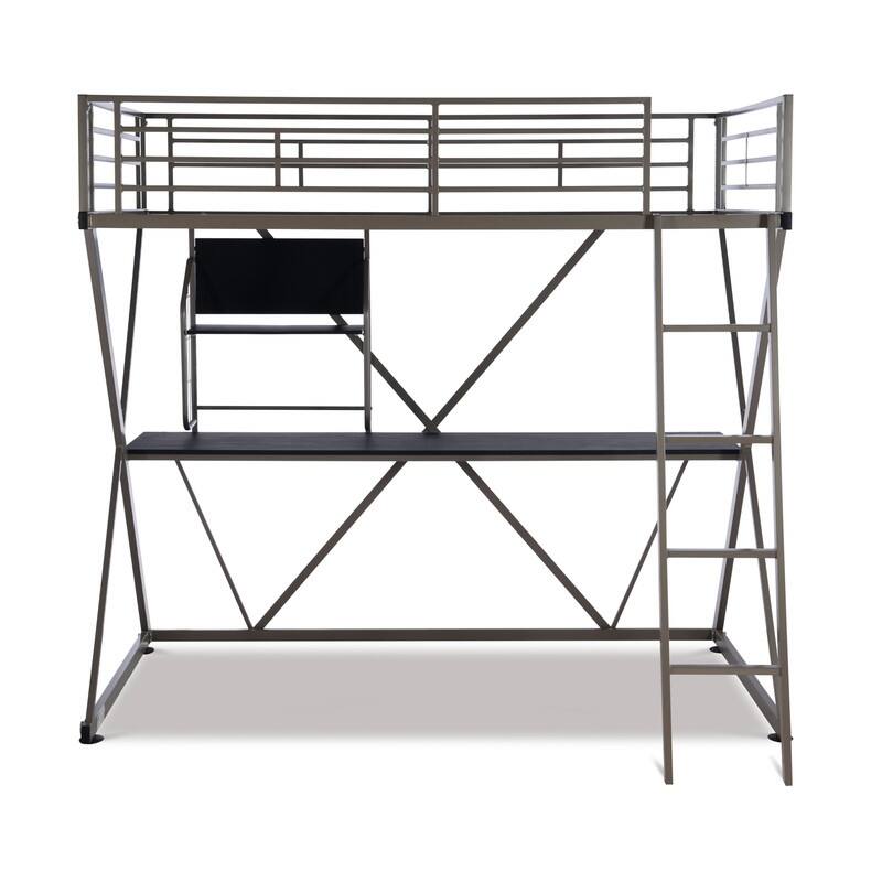 Linon Carlisle Pewter Twin Z Student Loft bed
