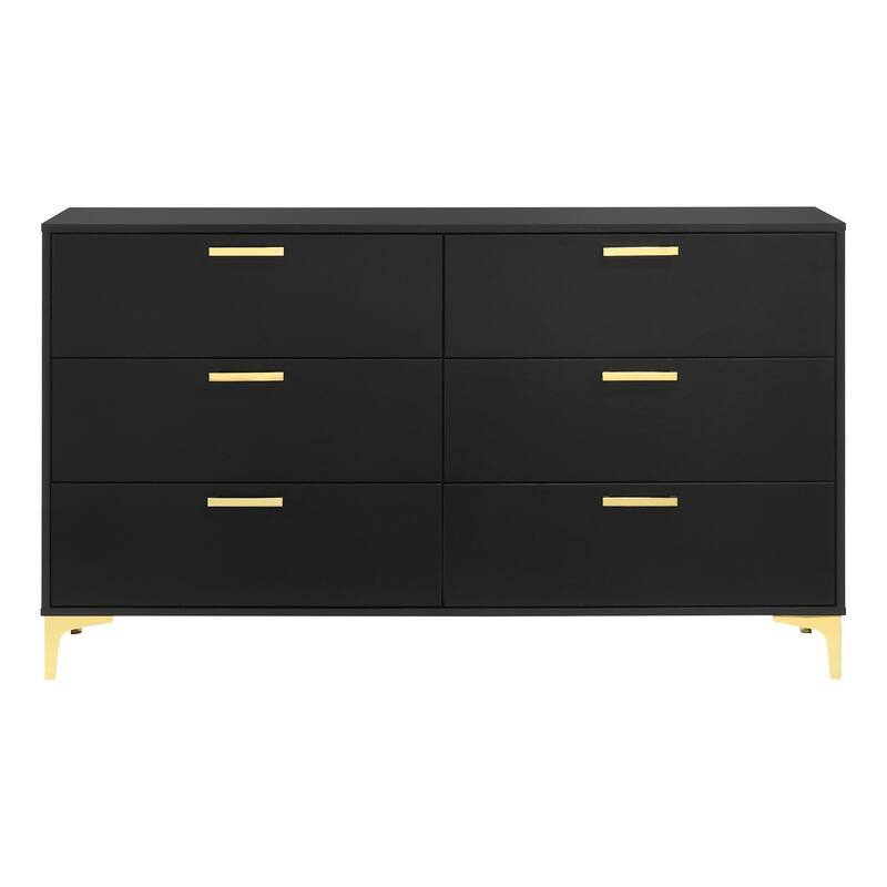Lexie Black and Gold 6-Drawer Rectangular Dresser