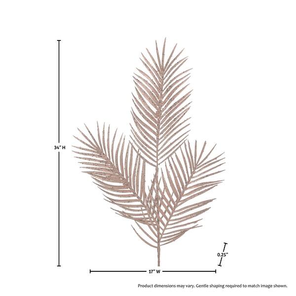 34" Glitter Mica Triple Palm Leaf Spray