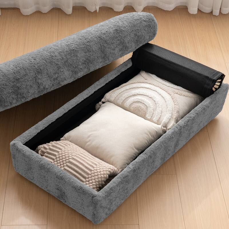 42" Chaise w/ FFur, StorOtt, Arms&Cuphlds, Sleep/ReadCch, 4C, Liv/Bedrm - N/A