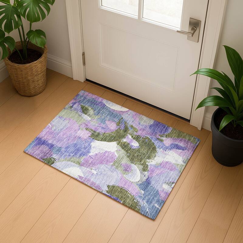 Premium Washable Super Soft Abstract Contemporary Mayfield Rug - Lavender - 1'8" x 2'6"