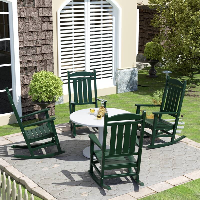 Laguna Hdpe All Weather Outdoor Patio Rocking Chair (Set of 4) - Dark Green