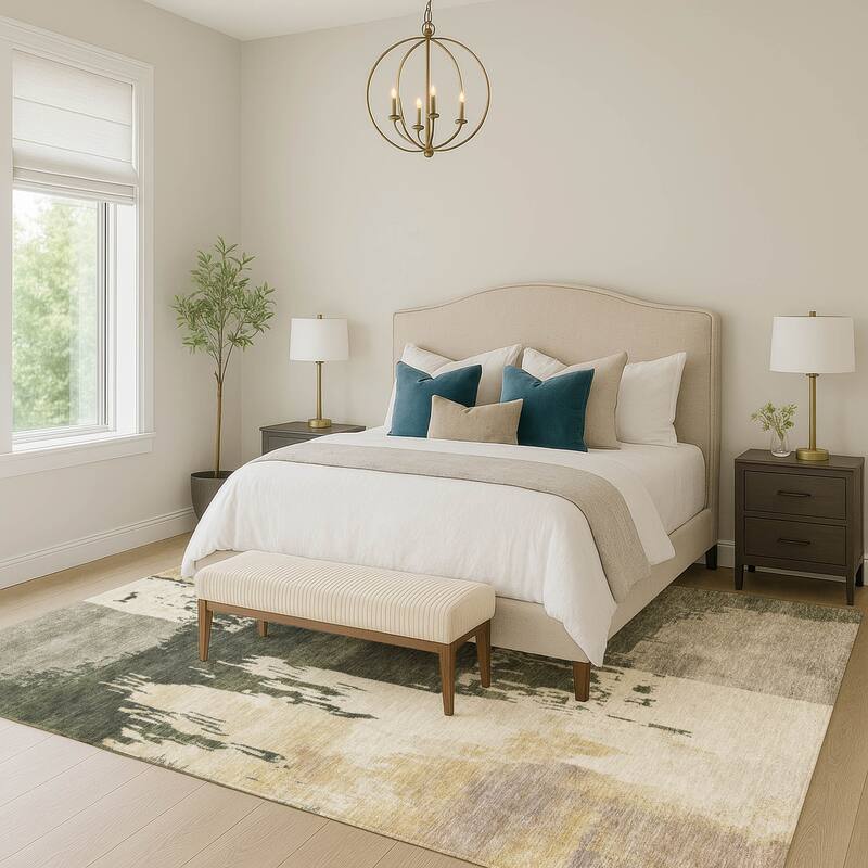 Machine Washable Indoor/ Outdoor Contemporary Fusion Chantille Rug