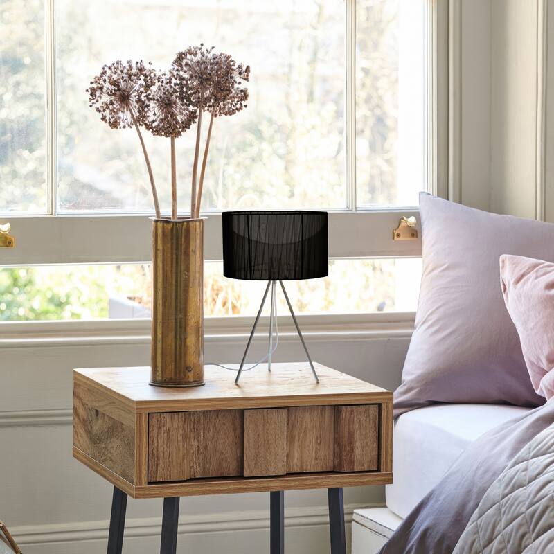 Creekwood Home 19.69" Contemporary Brushed Nickel Pedestal Table Lamp - 19.69