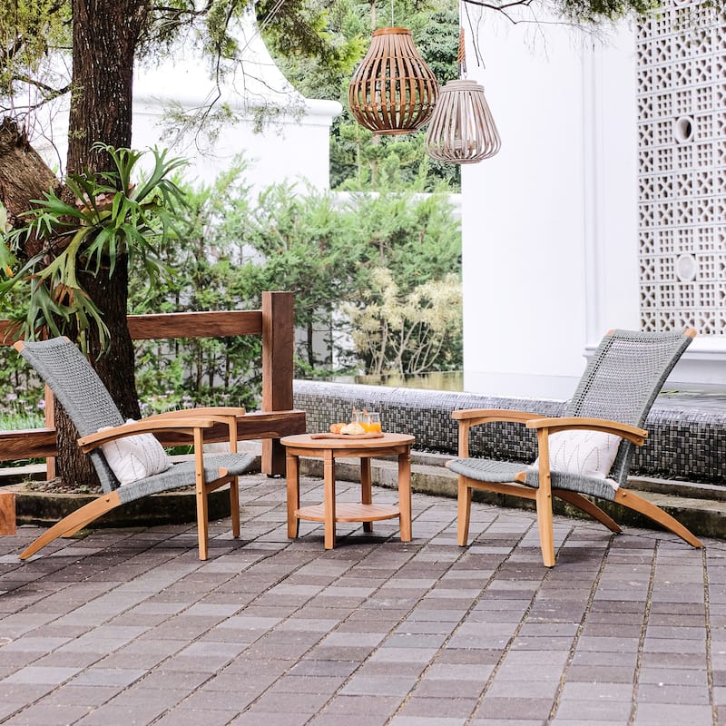 Cambridge Casual Dunham 3-piece Teak Wood Patio Conversation Set