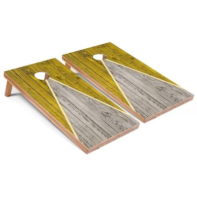 Solid Wood Cornhole Boards - Yellow Triangle Design