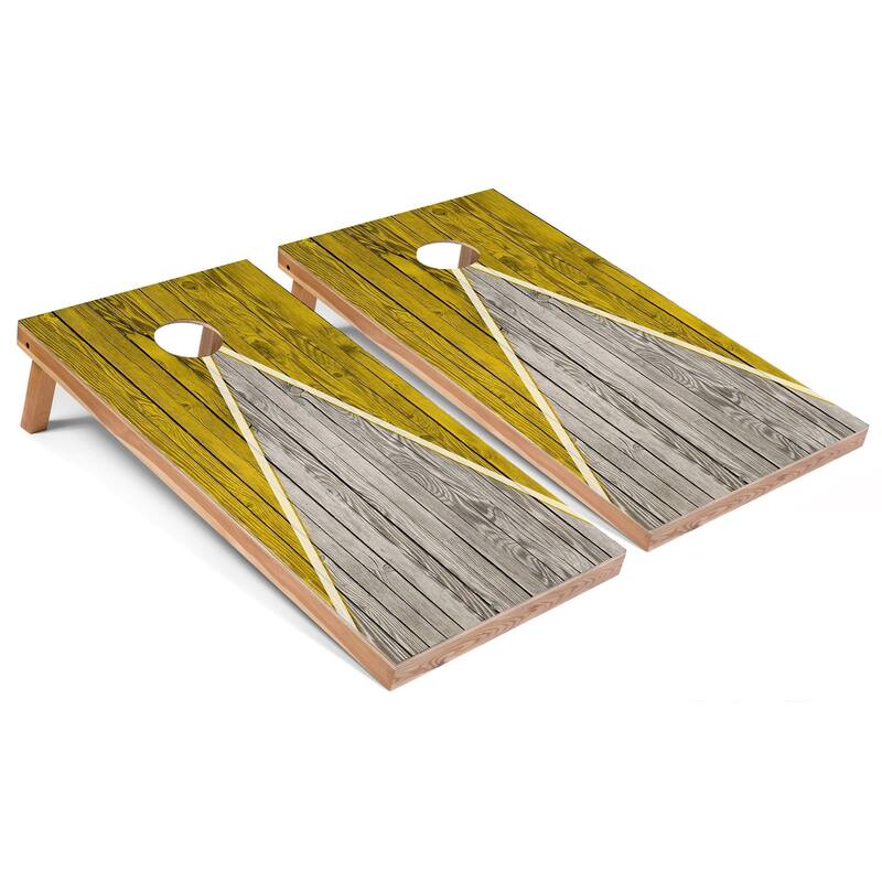 Yellow Pyramid Cornhole Boards with Case & Lights - 16 Years and Up