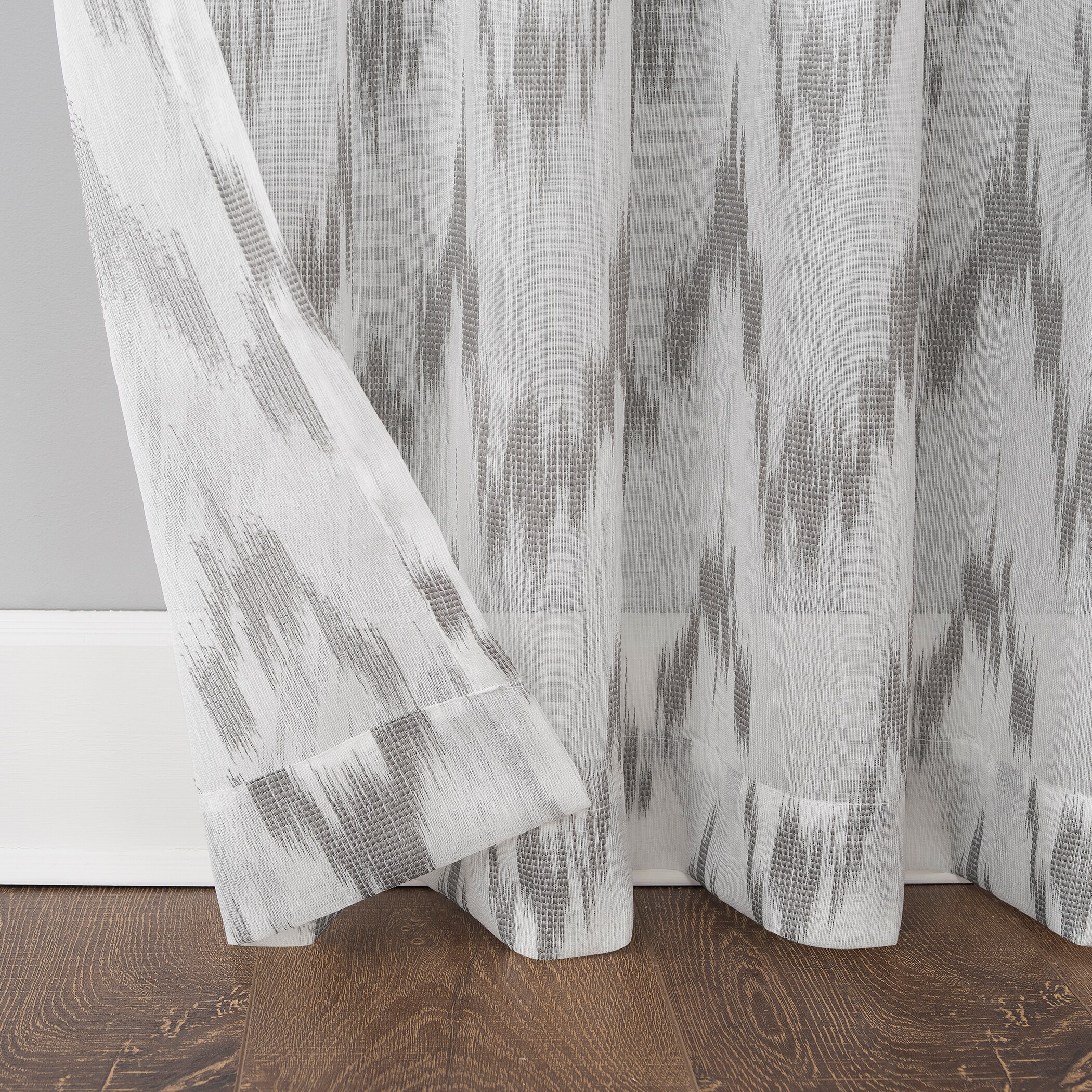 Scott Living Santo Ikat Print Textured Sheer Rod Pocket Curtain Panel Overstock 31283699