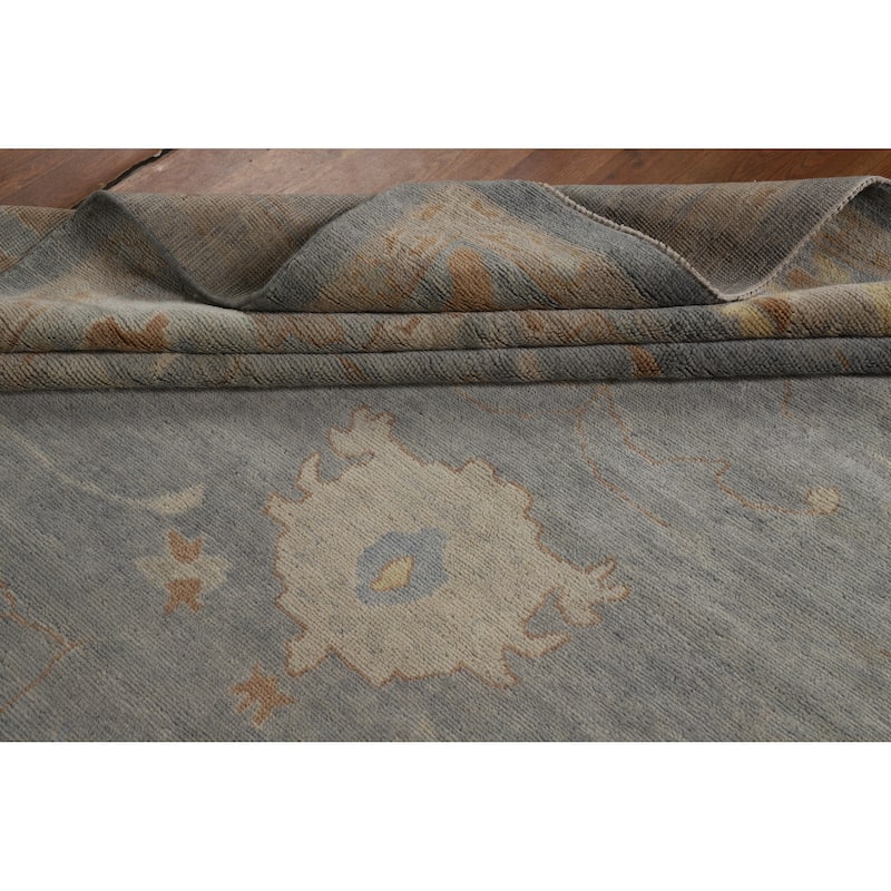 Hand Knotted Oriental 100% Wool Carpet Transitional All-Over Greys & Charcoal Oushak Area Rug - 11' 7'' X 8' 5''