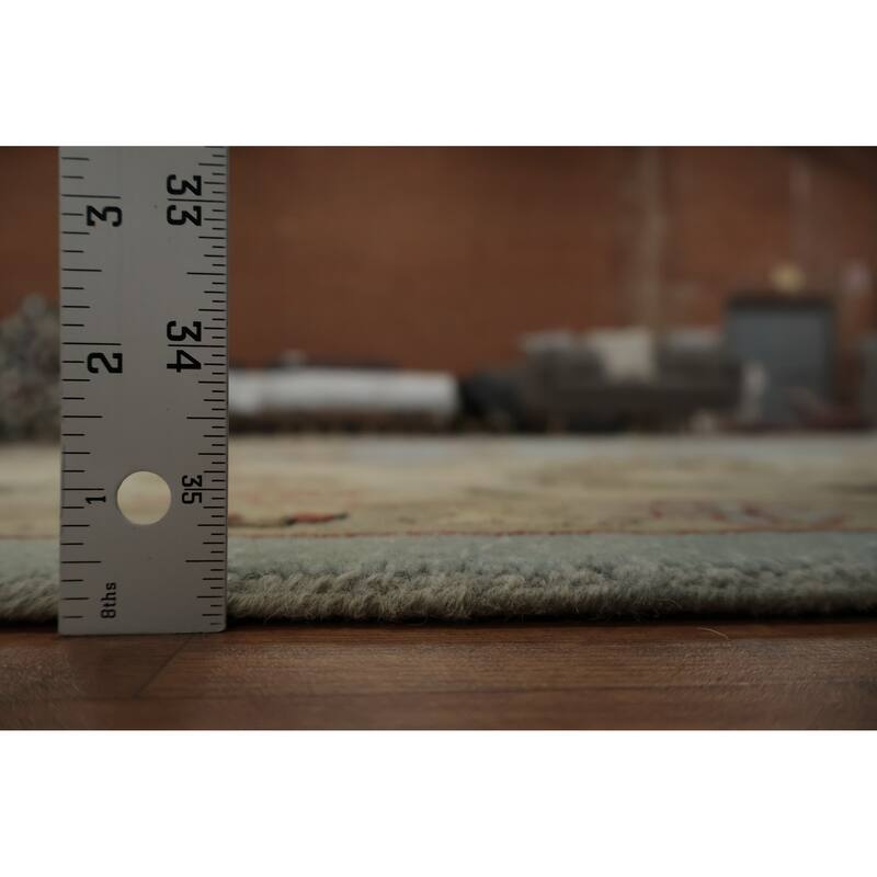 Hand Knotted Oriental 100% Wool Carpet Transitional Floral Navy Blue & Blues Oushak Area Rug - 14' 8'' X 11' 6''