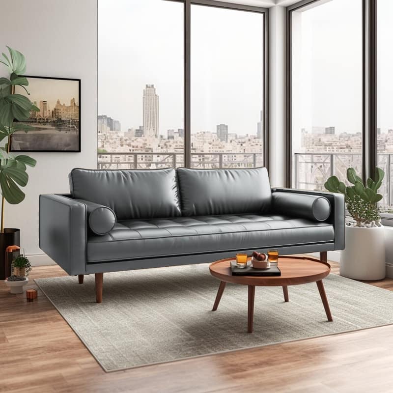 Monica 70" Faux Leather Square Arm Sofa