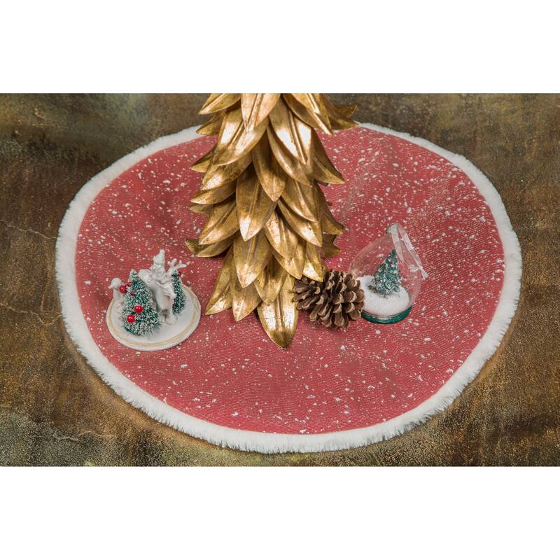 Snowing Christmas Tree skirt with Faux Fur Trim, 20 inches - 20 in