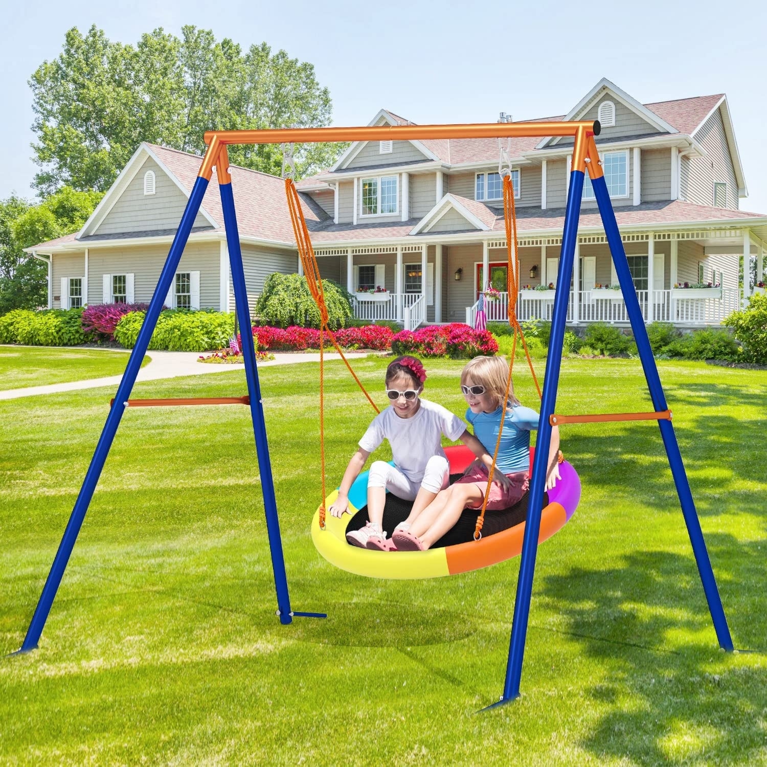Saucer Swing with Stand for Kids Outdoor 440lbs Swing Set Heavy-Duty - 40 in