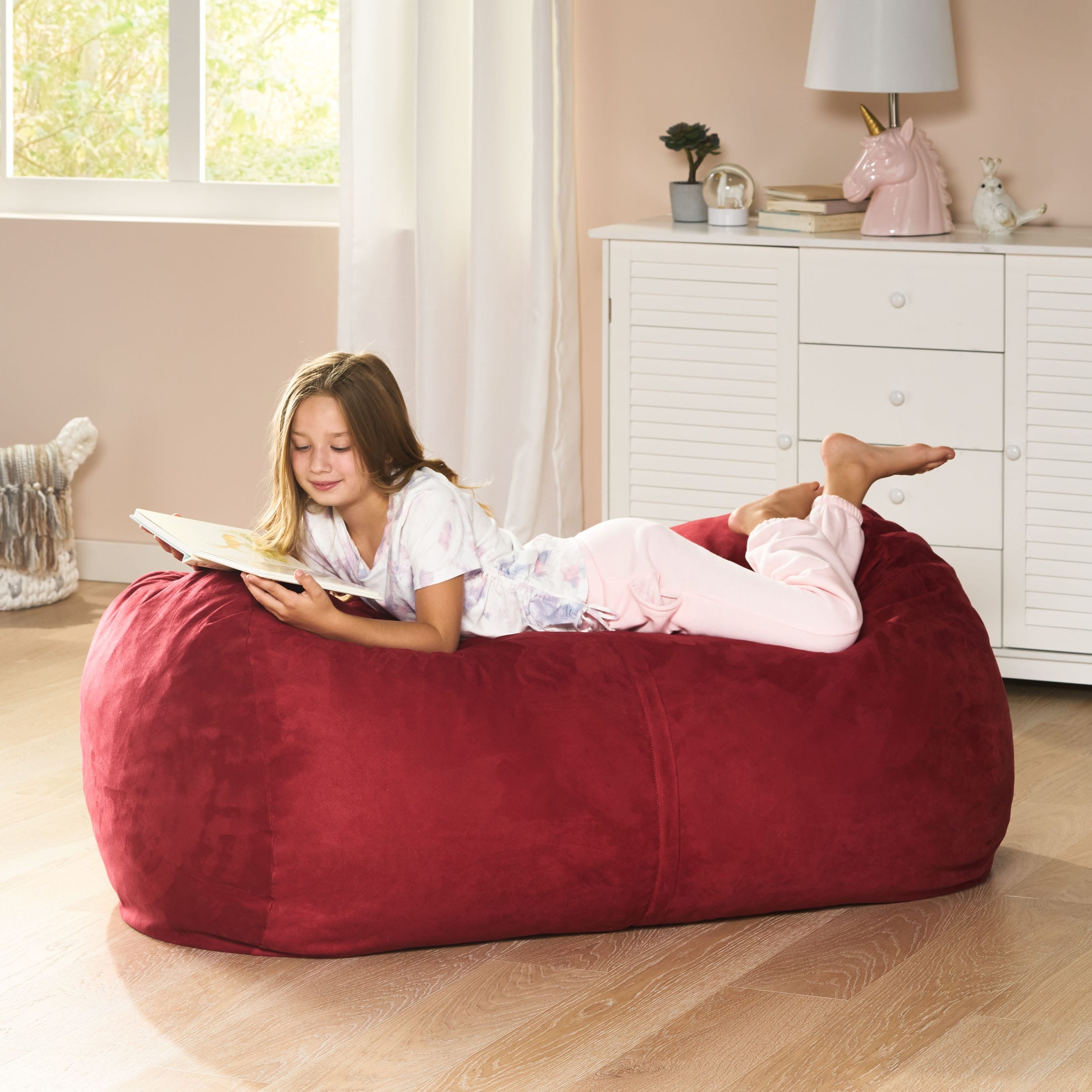 Delilah Traditional 4 Foot Suede Bean Bag Chair by Christopher Knight Home
