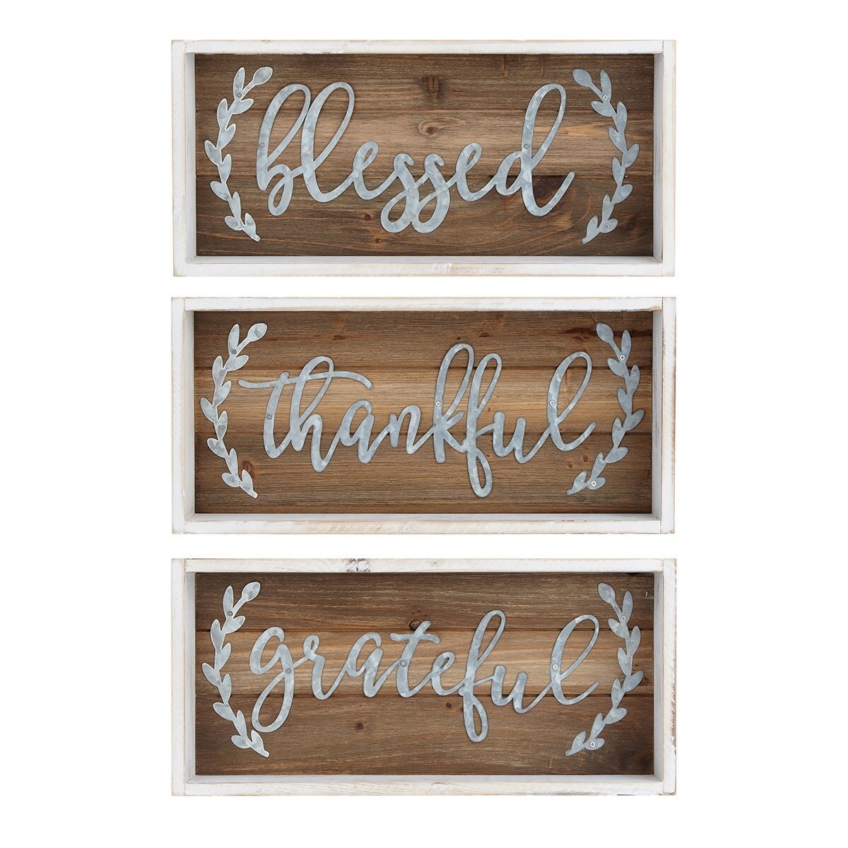 Shop Set Of 3 Rustic Rectangular Wooden Inspirational Wall