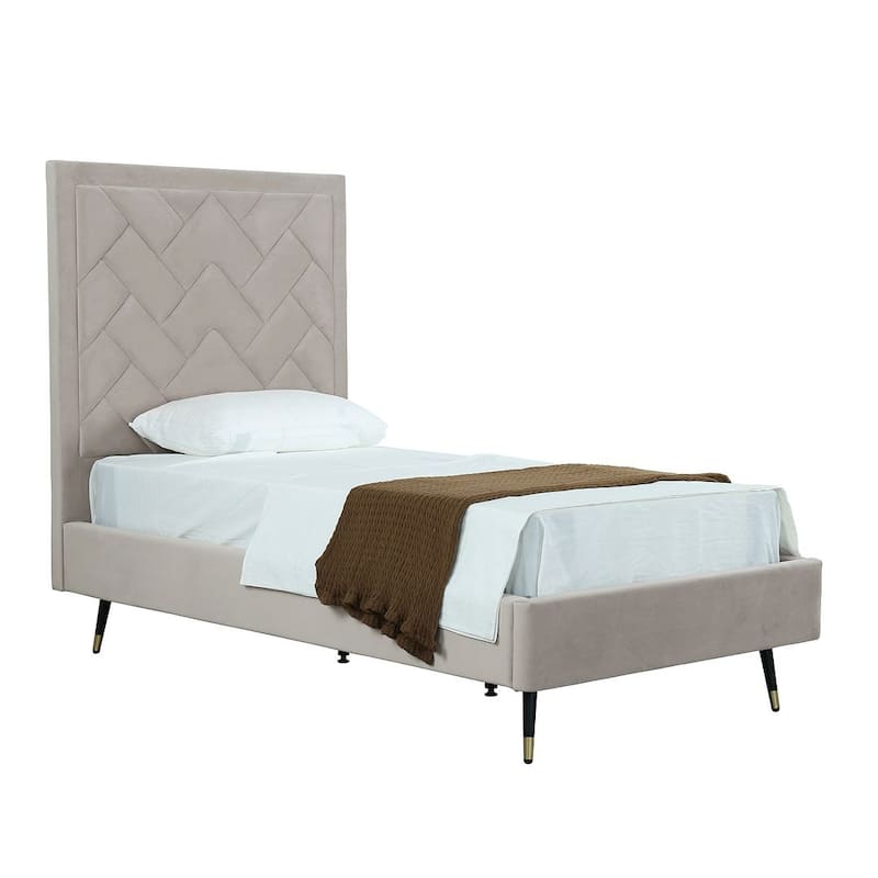 Manhattan Comfort Crosby Modern Velvet Upholstered Bed