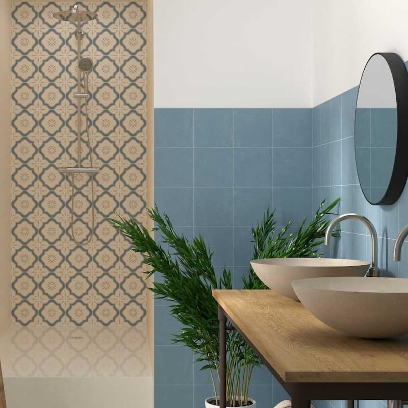 DaVinci Blue 7.9x7.9 Matte Porcelain Encaustic Tile - Floor, Wall, Backsplash