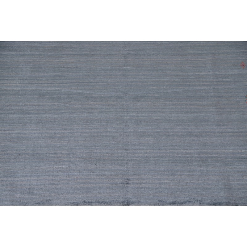 Blue & Gray Gabbeh Oriental Area Rug Handmade Wool Carpet - 8'1"x 9'7"