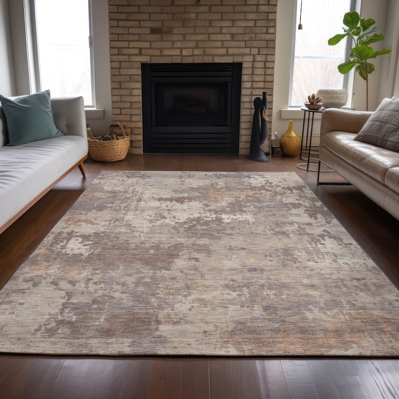 Machine Washable Indoor/Outdoor Modern Blend Chantille Rug