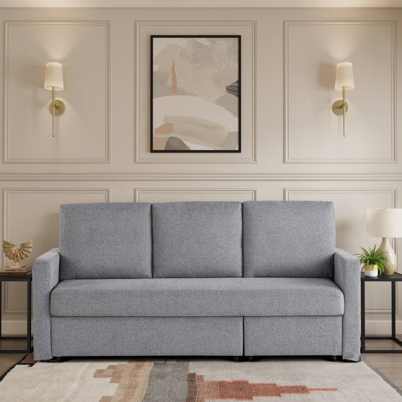 Serta Mia Convertible Sofa in Woven Polyester Fabric - Light Grey