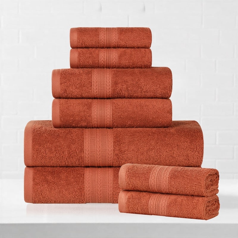 Superior Eco-Friendly Cotton 8-Piece Towel Set - Copper