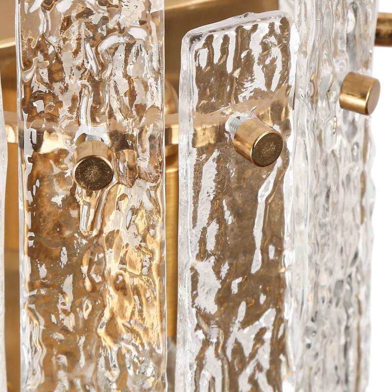 Modern Gold 1-Light Flush Mount Wall Sconces Glass Bathroom Vanity Lights - 5.9" W x 13.2" H x 4" D