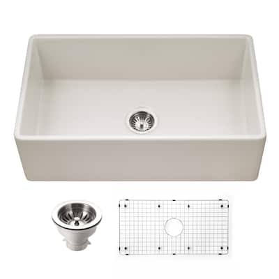 Houzer PTG-4318-C Platus 33" Farmhouse Single Basin Fireclay Kitchen