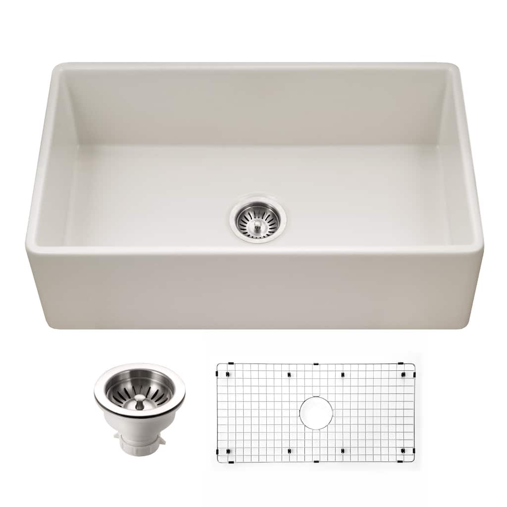 Houzer PTG-4318-C Platus 33" Farmhouse Single Basin Fireclay Kitchen