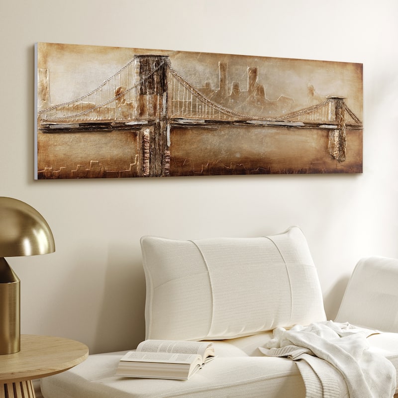 Golden Gate Bridge Metallic Handed Painted Rugged Wooden Wall Art