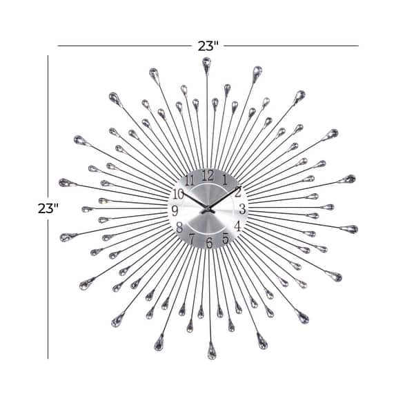 dimension image slide 6 of 7, Gold / Copper / or Silver Iron Metal Starburst Sun Glam Wall Clock