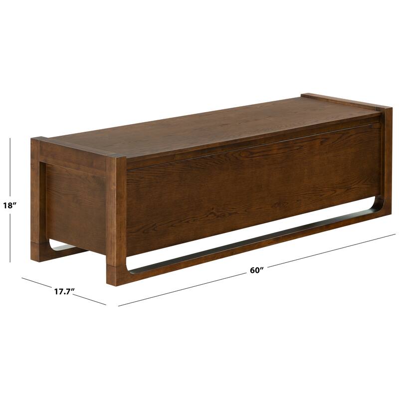 SAFAVIEH Couture Tyrell Wood Storage Bench - 60"W x 18"D x 18"H