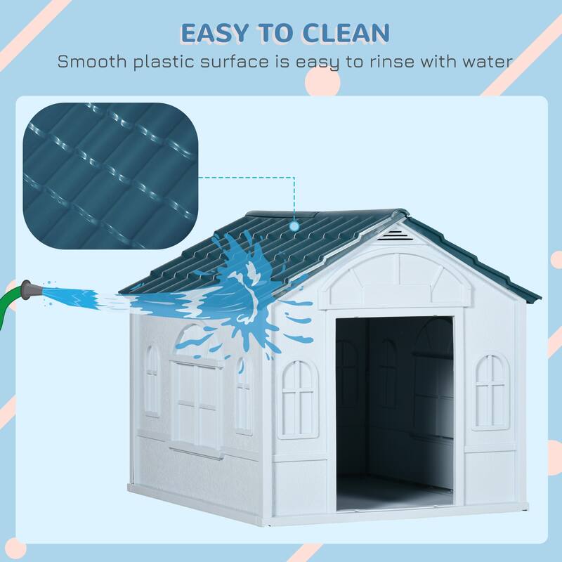 Dog House Water Resistant Dog Shelter Dog Kennel with Door and Window Decor for Medium and Small Dogs