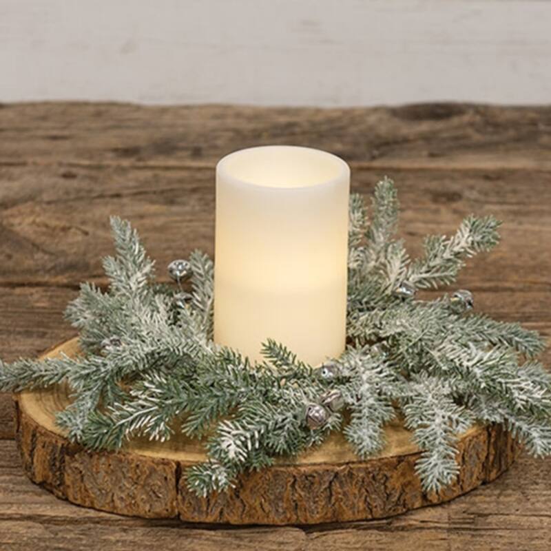 Snowy Silver Bells Candle Ring Winter Table Decor