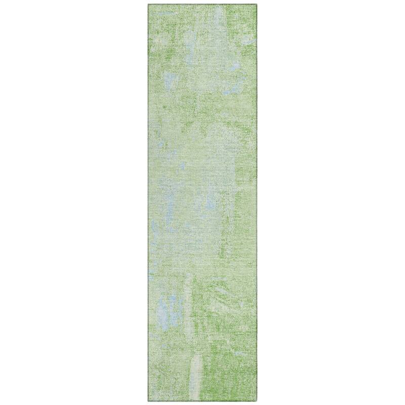 Machine Washable Indoor/ Outdoor Abstract Imprints Chantille Rug
