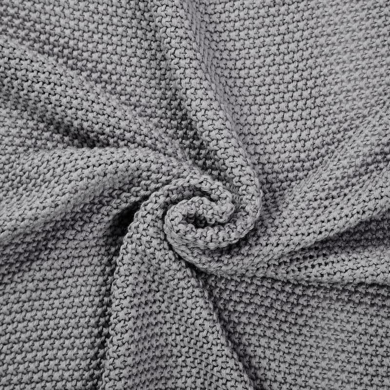 Modern Threads Knitted Bed Sofa Throw With Pom Poms