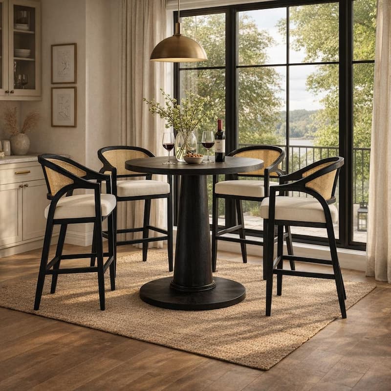 Maven Lane 30" Chloe Bar Height Kitchen Stool - Aged Black