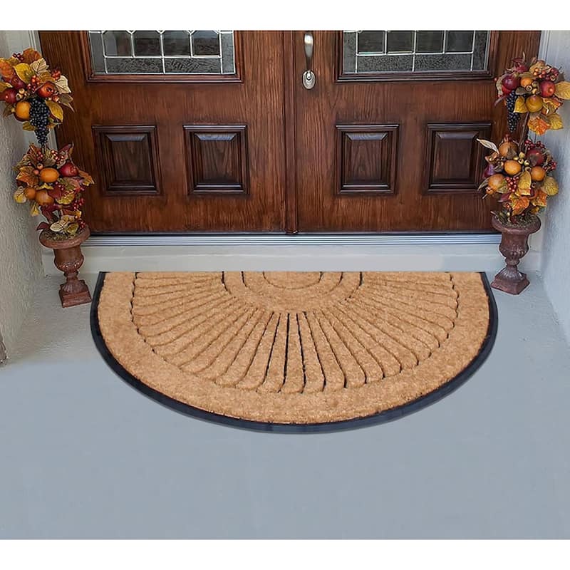 A1HC Unique Sunburst Tapered Edge Rubber Coir Doormat
