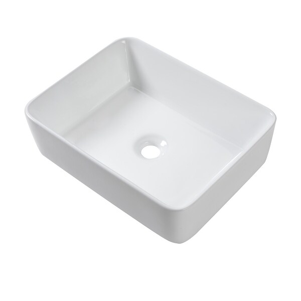 Sinber 19"x15" Rectangle Ceramic Bathroom Vanity Vessel Sink Above Counter Basin 